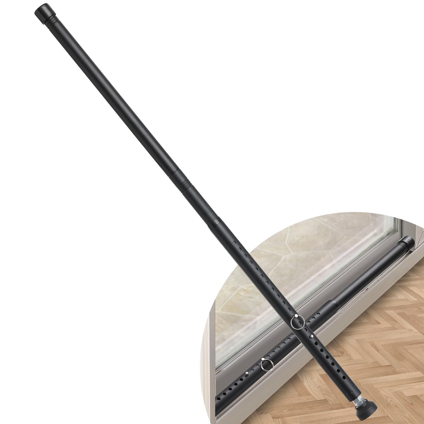 Sliding Door Security Bar,17.7-50.5inch Adjustable Locking Window Safety Bar with Rubber Tips,Diameter 1inch Window Security Bar for Home Apartment (Black)