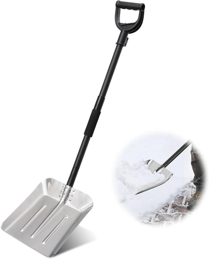 Snow Shovel for Driveway, Aluminum Snow Shovel for Driveway Car Snow Removal, Heavy Duty Back Saving Metal Snow Shovel Ergonomic Snow Scoop for Decking Car Trunk Outdoor,13.3” Wide, 50” Long Handle