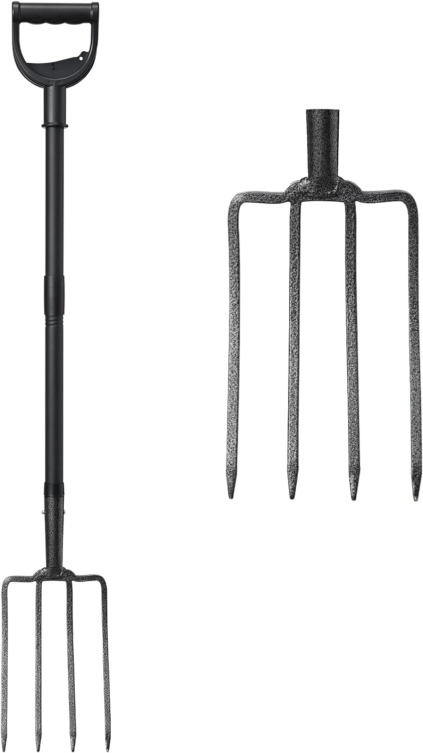 Pitchfork for Gardening, Metal Broadfork Garden Tools with 4 Gardening Claws, Hay Manure Mulch Fork for Compost, Horses, Shoveling and Sifting