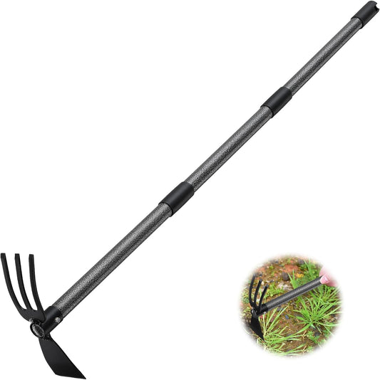 Hoe and Cultivator, Garden Hand Tiller with 45" Long Handle,Heavy Duty Garden Hoe and Cultivator for Gardening,Tilling Soil, Planting