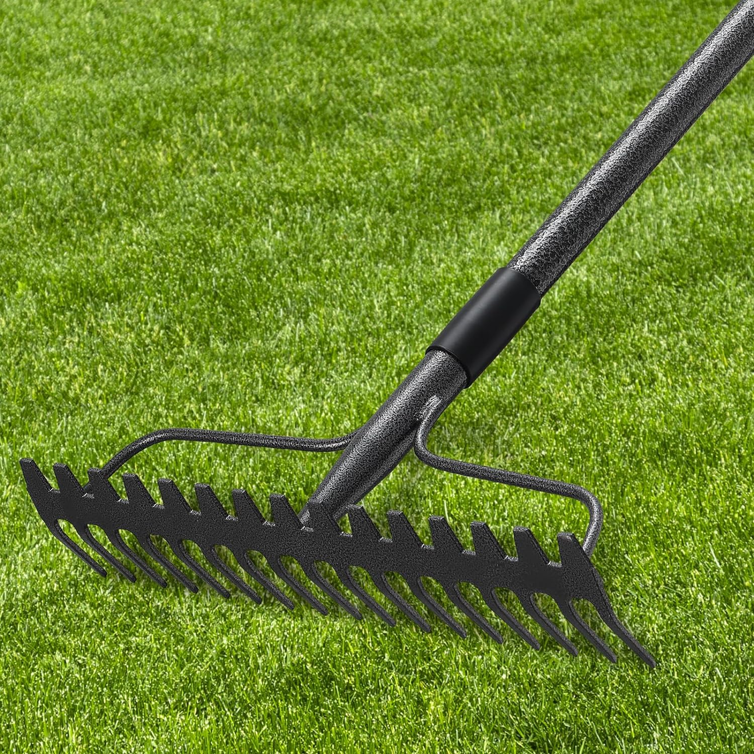 63'' Bow Rake ,17 Tines Metal Head Rake with Stainless Steel Handle,He ...