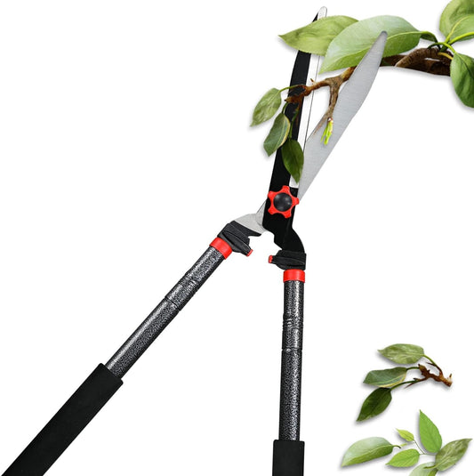 Garden Hedge Shears, Lightweight 29 Inch Steel Manual Hedge Clippers for Trimming Borders, Boxwood, and Tall Bushes, Ergonomic Handle with 10" Rust and Stick Proof Sharp Blade with Limb Notch