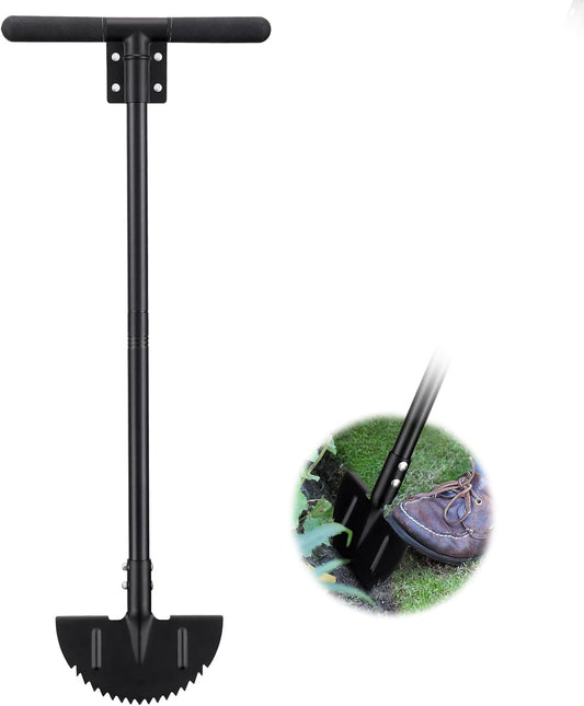 Half Moon Manual Lawn Edger - 36 Inch Long Handle- Heavy Duty Manual Edging Tool for Driveway, Sidewalk, Flower Bed, Landscaping Black