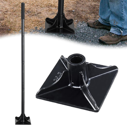 Heavy Duty Tamper Tool, 8"x8" Ground Tamper Tool with 58 Inch Handle, Landscaping Tamper Tools Ground Level Tool for Sand Dirt Concrete Asphalt, Small Hand Tamper for Road Repairs Pavers Flat