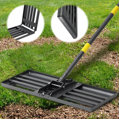 Lawn Leveling Rake, Foldable 26.7"x10" Level Lawn Tool with Curved Edge, 7FT Heavy Duty Lawn Level Tool, Long Handle Lawn Leveler for Yard Garden Golf Course, Soil Sand Dirt Spreading Leveling Rakege