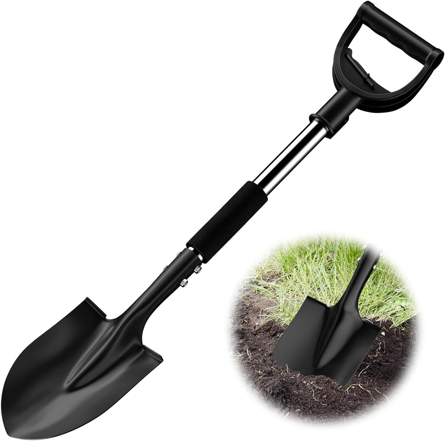 Shovel for Digging, 31 inch Small Garden Shovel with Grip Handle Shovel Metal Mini Spade Shovels for Gardening for Survival Camping Auto Snow Removal