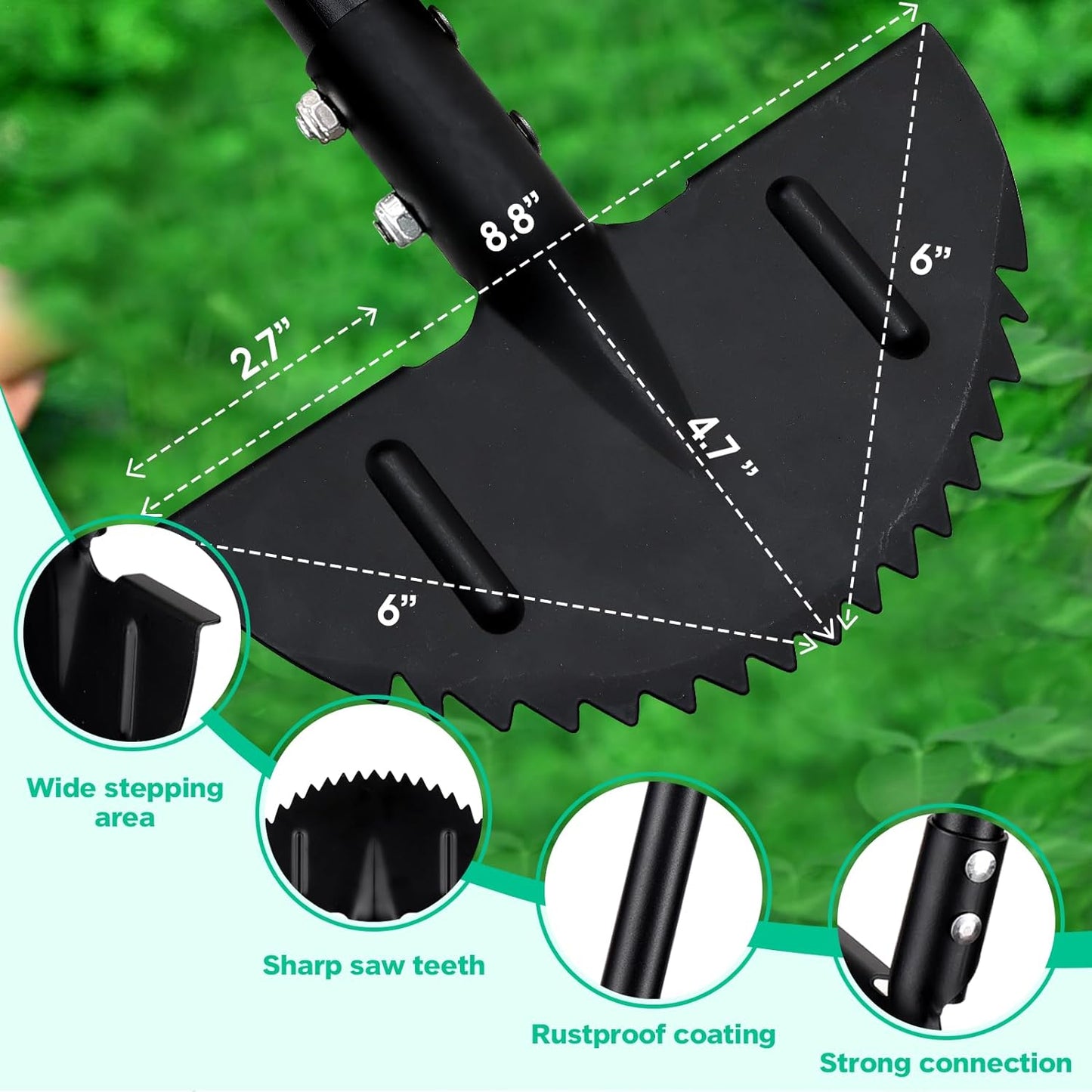 Half Moon Manual Lawn Edger - 36 Inch Long Handle- Heavy Duty Manual Edging Tool for Driveway, Sidewalk, Flower Bed, Landscaping Black