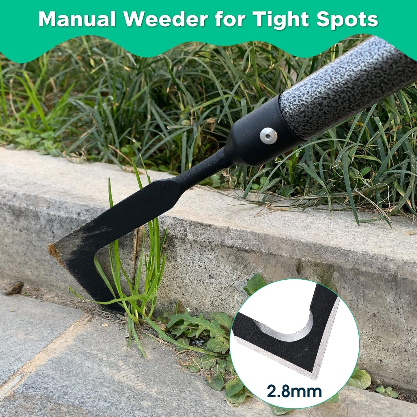 Crack Weeder, Manual Crevice Weeding Tool Weed Puller with Adjustable Handle for Sidewalk Paver Deck Boards, 14.5 or 29” Long Steel Crack Weeder Crevice Weeding Tool with Metal Handle