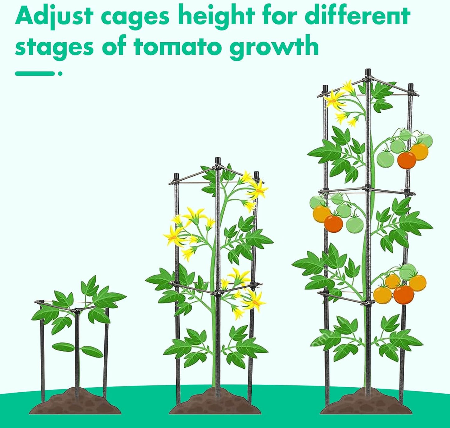 Tomato Cage,2-Tier Metal Plant Support for Gardening - 30" Tomato Cage for Climbing Plants, Vegetables, and Flowers…