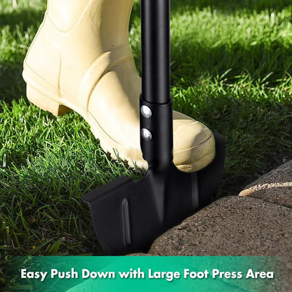 Half Moon Manual Lawn Edger - 36 Inch Long Handle- Heavy Duty Manual Edging Tool for Driveway, Sidewalk, Flower Bed, Landscaping Black