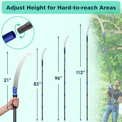 7.5FT Extension Pole Saw for Tree Trimming-Manual Tree Branches Pruner-Long Extendable Splicing Pole Pruning Saw Tree Trimmer with Adjustable Pole