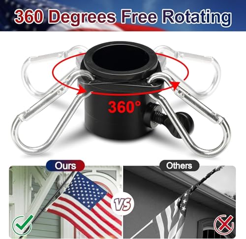 Flag Pole for House with American Flag-Black Flagpoles Residential Kit with 5FT Tangle Free Metal Flag Poles,3x5 Embroidered US Flag and Holder Bracket,Stainless Steel for Outside Porch,Outdoor,Boat