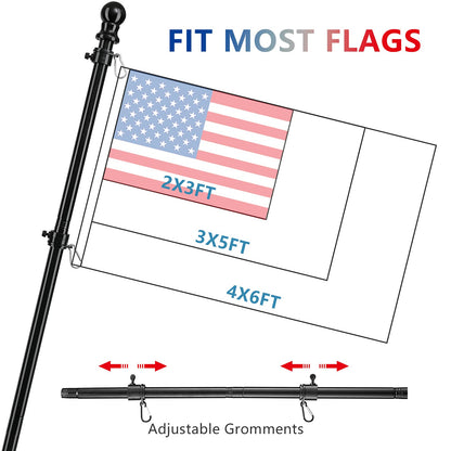 Black Flag Pole for House - 5ft Tangle Free House Flag Pole for 3x5 Flags,Rustproof Outdoor Flag Poles for Outside House Porch Garage Truck Boat Decor (Flagpole without Bracket)