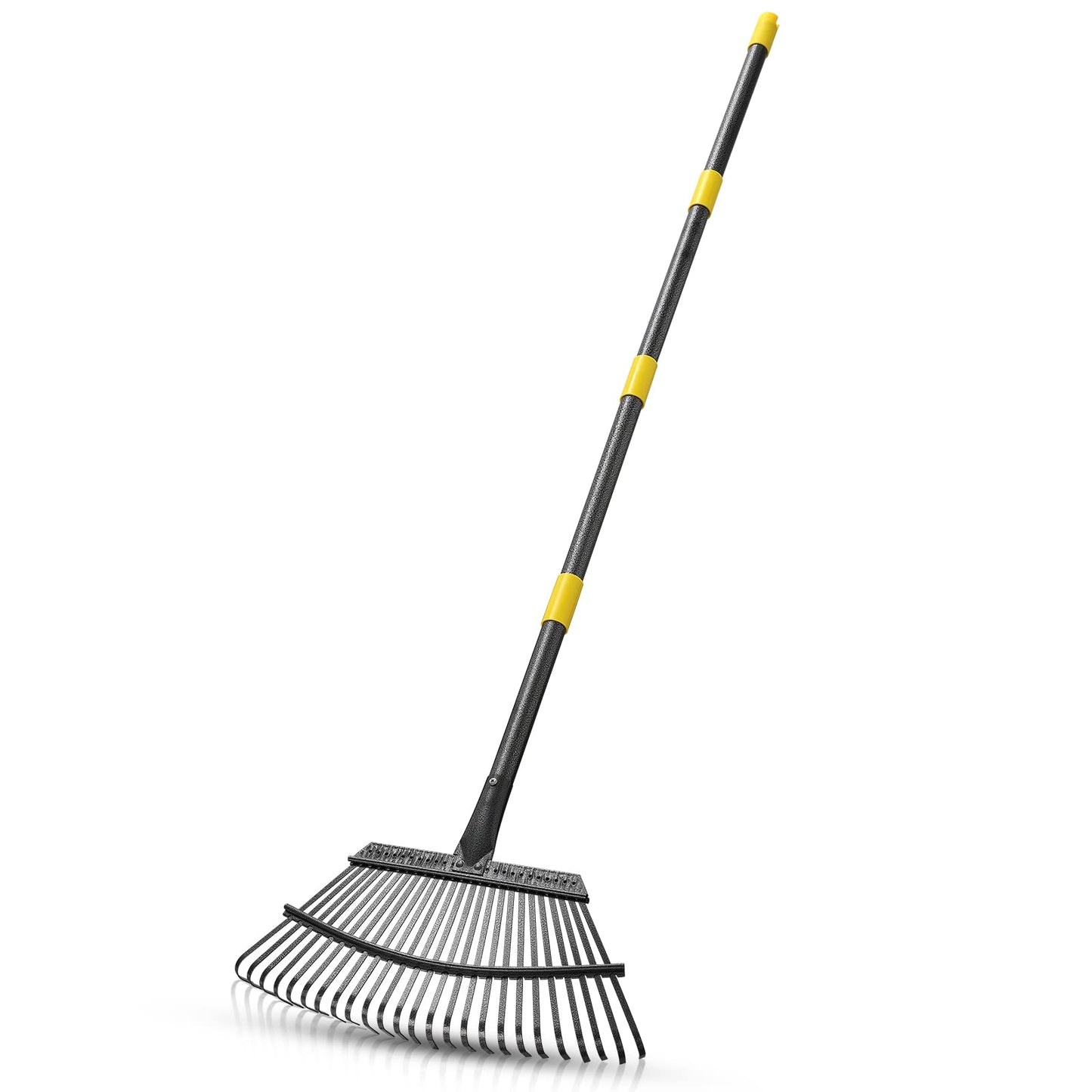 65 Inch Rake for Leaves, Rakes with 25 Metal Tines Ergonomics Adjustable Handle