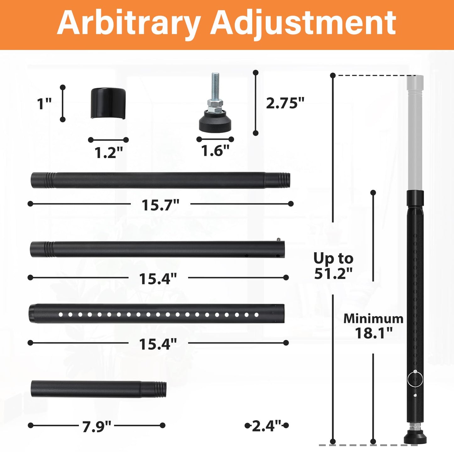 Sliding Door Security Bar Inside 2 Pack Adjustable 18 to 51 Inch Window Security Bar Interior Black Window Locks Security up and Down Window Bars Security Extendable