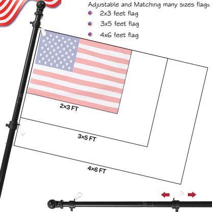 FLY HAWK 6 FT flagpole, Suitable for 2x3, 3x5, 4x6 Flag Heavy Garden flagpole, Outdoor or Outdoor Wall-Mounted flagpole for Street Games (Only Flagpole)(Black)