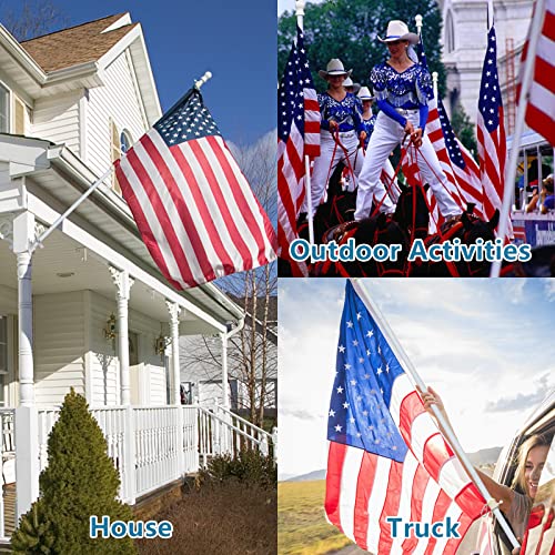 Flag Pole Kit with 3x5 American Flag - Includes 5ft Heavy Duty Tangle Free Flagpole,Embroidered 3X5 US Flag,Aluminum Mount Holder Bracket,Metal Flagpoles for Outside House,Porch,Outdoor - White