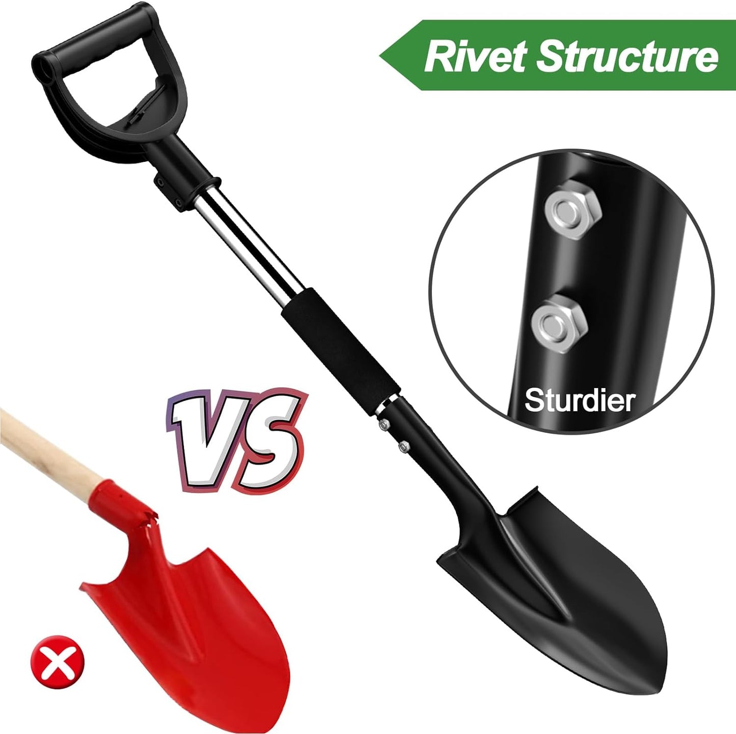 Shovel for Digging, 31 inch Small Garden Shovel with Grip Handle Shovel Metal Mini Spade Shovels for Gardening for Survival Camping Auto Snow Removal