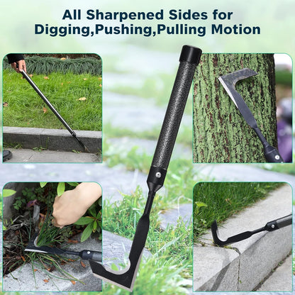 Crack Weeder, Manual Crevice Weeding Tool Weed Puller with Adjustable Handle for Sidewalk Paver Deck Boards, 14.5 or 29” Long Steel Crack Weeder Crevice Weeding Tool with Metal Handle