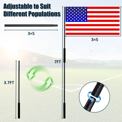 Handheld Flagpoles for 3x5 Flag, 7FT American flag with pole Tangle Free Black Flag Pole Kit for Parade