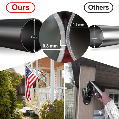 House Flag Pole Kit - 5ft Tangle Free Flag Pole Holder for Outside House,Heavy Duty American Flag Poles for 3x5 Flags Outdoor,Decorative Metal Flagpole for Porch,Garage,Wall Mount - White