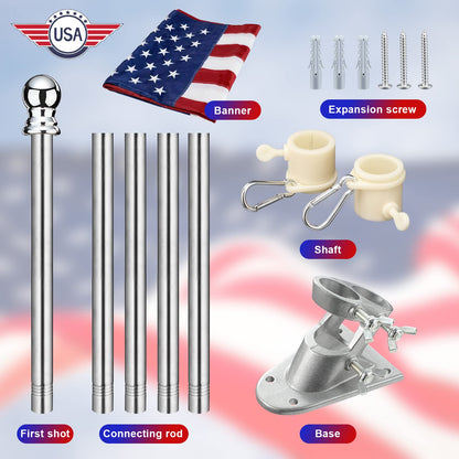 NICECHOICE Flag Pole Kit for House, 7FT Flag Pole with Wall Mounted Bracket and American Flag Rustproof Tangle Flag Pole for House Yard Residential or Commercial Black