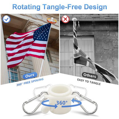 White Flag Poles for Outside House - 5ft Tangle Free Flag Pole for House,Heavy Duty Metal Flagpole Hardware for 3x5 American Flags,Outdoor Flagpoles Mount for Porch,Car,Truck,Boat (without Bracket)