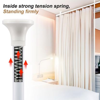 Tension Curtain Rod Stand for Room Divider & Window - No Drilling Partition Room Dividers Wall,28-96inch(W) 4-9ft(H),Heavy Duty Metal Curtain Stand for Room Separation,Room Separator,White