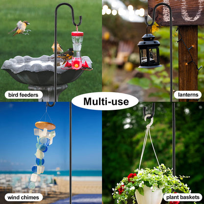 COCONUT Shepherds Hook for Bird Feeders for Outdoor, 78 Inch Adjustable Shepherds Hook with 5 Prong Base, 5/8 Inch Metal Garden Hanger Stand for Hummingbird Feeder, Wind Chime, Lantern