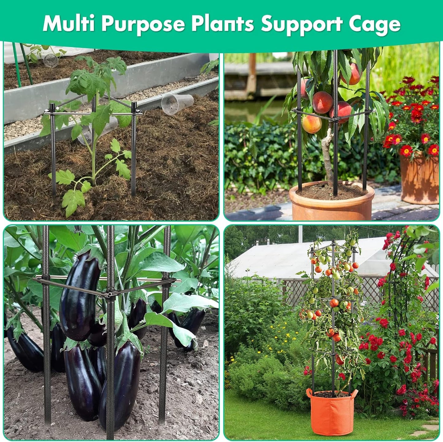 Tomato Cage,2-Tier Metal Plant Support for Gardening - 30" Tomato Cage for Climbing Plants, Vegetables, and Flowers…