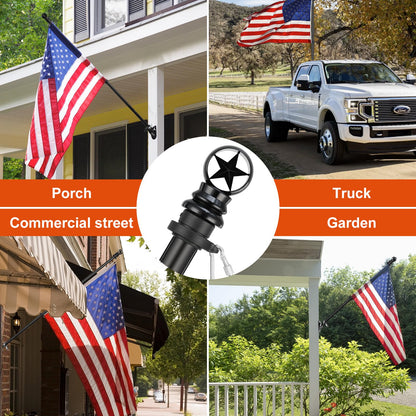 Porch Flag Pole Kit for House - 5ft Heavy Duty Metal Flag Pole Holder for Outside House,Upgraded Tangle Free Flagpole with Ball Bearing Swivel Rings & Aluminum Wall Mount Bracket for Outdoor,Black