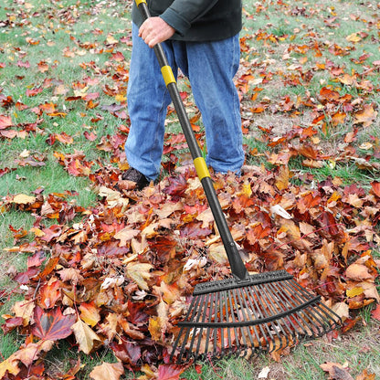 65 Inch Rake for Leaves, Rakes with 25 Metal Tines Ergonomics Adjustable Handle